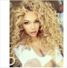 1 Bundle # 613 Blonde Peruvian Virgin Human Hair Extensions Deep Wave Wefts 50G