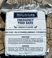 4 Patriots Emergency Food Bars SOS Rations Lemon Best By July 2028 USA 1 Package