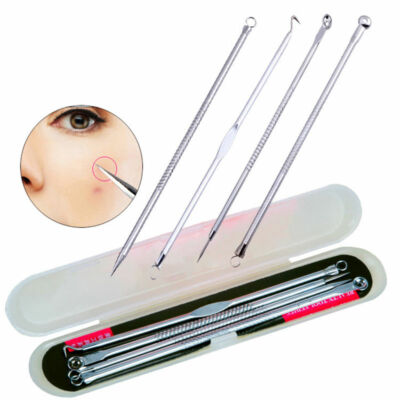 4Pcs Stainless Steel Blackhead Remover Facial Pimple Needle Acne Extractor A41 S