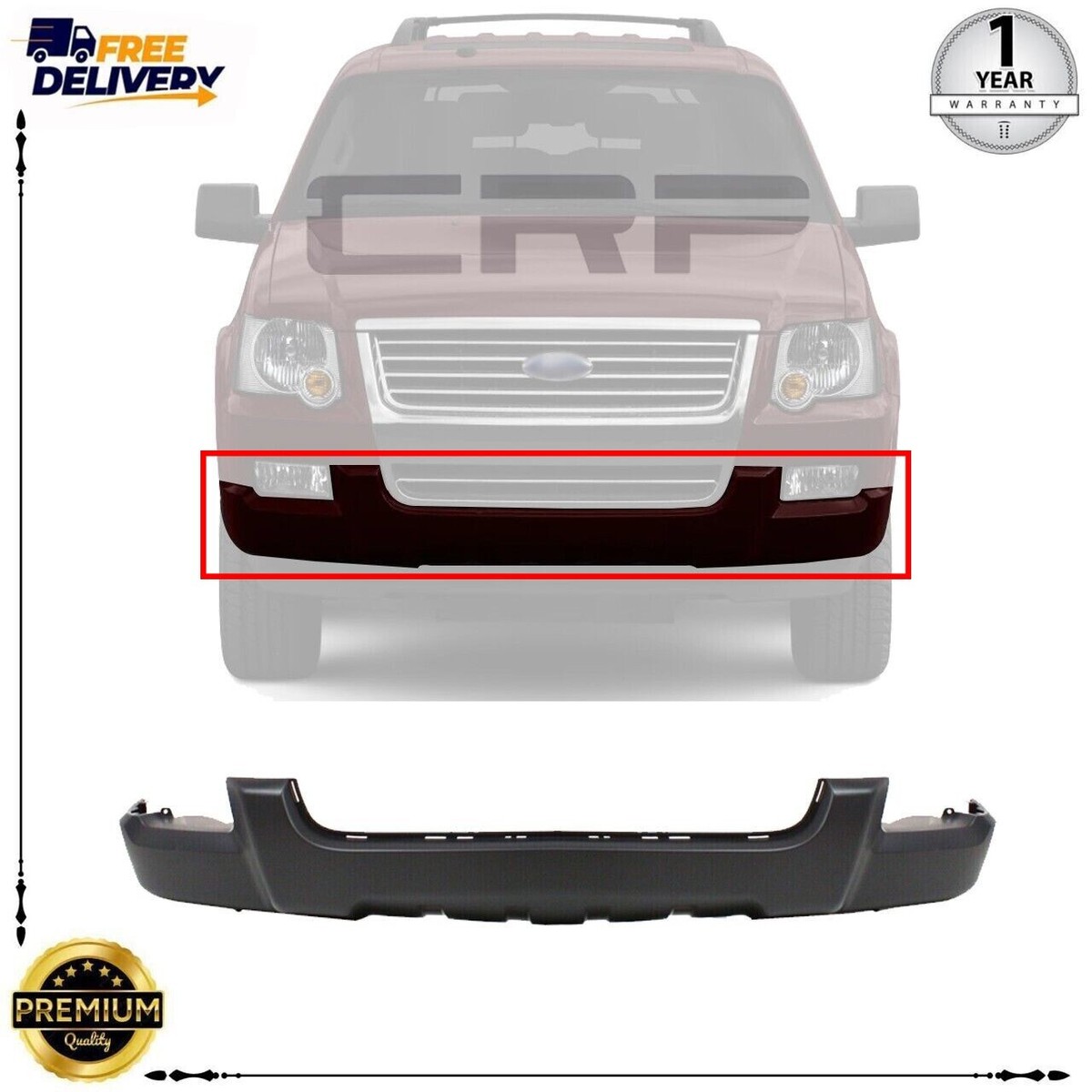 Front Bumper Lower Cover Primed For 2006-2010 Ford Explorer