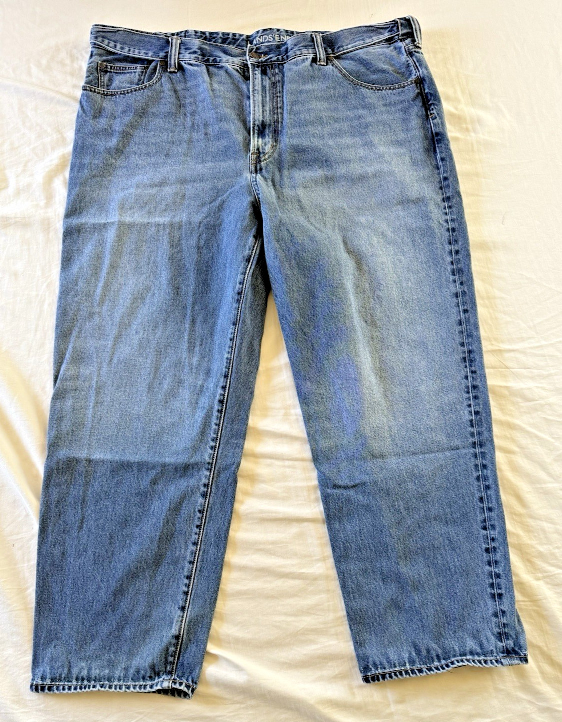 Mens 46t Tall Blue Denim Adjustable / Expandable Waist 46w