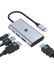 Tiergrade 4-in-1 Type C  Hub Adapter 2 HDMI Ports, 100W USB-C, USB-A New #38