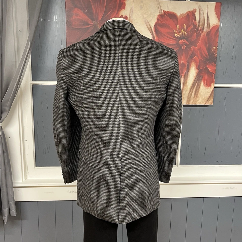 Blazer Abrigo Deportivo De Colección Robert Stock Para Hombre 40L Largo Lana Franela Gris/Azul Marino Foto 3 de 4