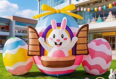 Easter Bunny Eggs Spring Yard Inflatable Holiday Outdoor Decorations 3' x 6'