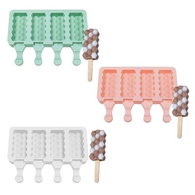 Hexagonal Ices Cream Molds 4 Cavity Silicone Popsicles Molds Ices Tray