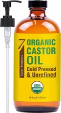 Seven Minerals New 16 fl oz Glass Bottle Castor Oil Organic Cold Pressed Unrefin