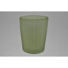 Vintage Birgitta Walz Sweden Signed Art Glass Vase, Green Glass Ribbed Vase