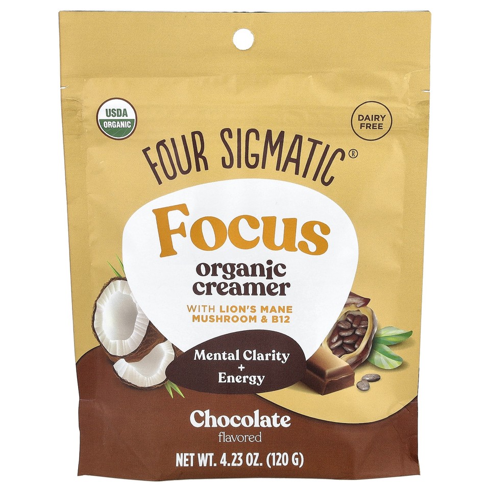 Focus, Organic Creamer with Lion's Mane Mushroom & B12, Chocolate, 4.23 oz (120