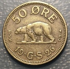 Gr&ouml;nland, Greenland 1926 50 &Ouml;re Eisb&auml;r, Selten HCN -GJ