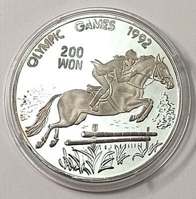 Korea 200 Won 1991 Proof Silver 999 Ø40mm 15g Show Jumping Horse Olympic