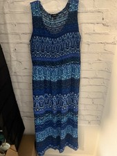 Elementz Blue Designed Tank Maxi Dress 100% Rayon EUC Women's Size M/L