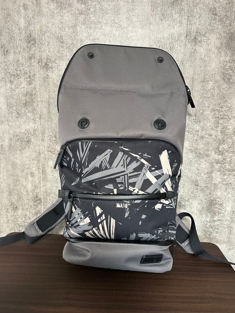 TUMI Grey/Black Abstract Pattern Backpack with Ra… - image 9