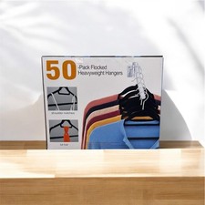 50-Pack Flocked Heavyweight Hangers Non-Slip w/ Tie Bar  Notches   44.99