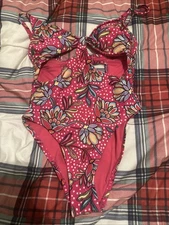Tabitha Brown Target Pink Multi Cut Out One Piece Swimsuit Women’s Medium New