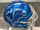 Aidan Hutchinson Signed Mini Helmet Lions Autograph Auto BAS Beckett Blue Silver