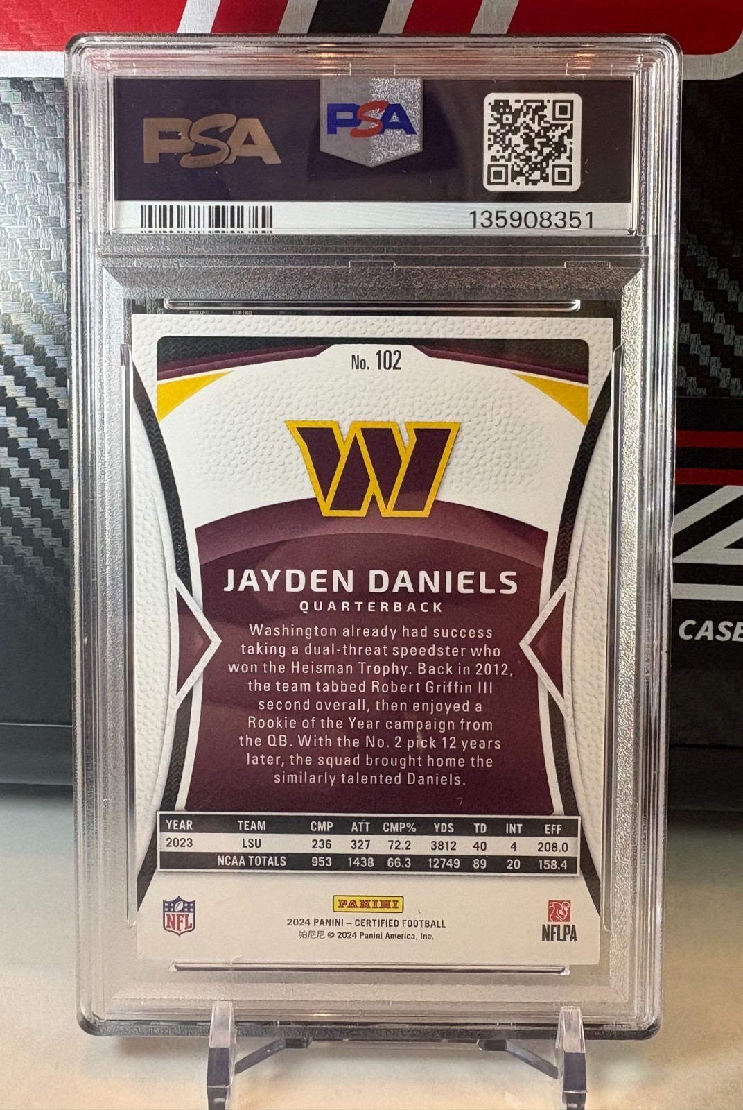 2024 Panini Certified - Rookies Jayden Daniels #102 White /400 (RC) PSA 8 NM-MT* view 4