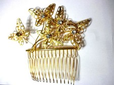 Gold Butterfly Hair Comb Glitter Hair Accessory Bridal Wedding Used