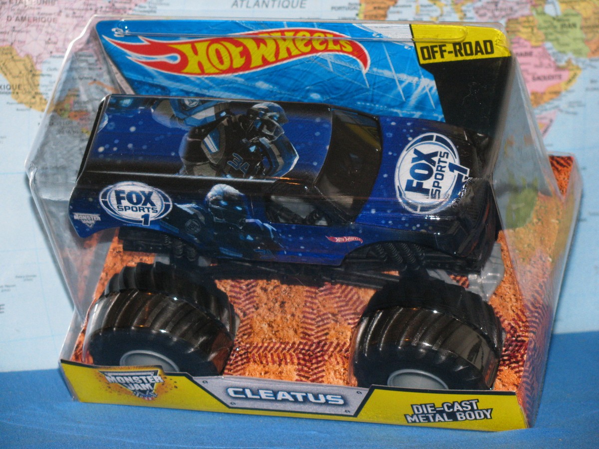 1/24 HOT WHEELS MONSTER JAM TRUCK CLEATUS FOX SPORT 1 DIECAST OFF