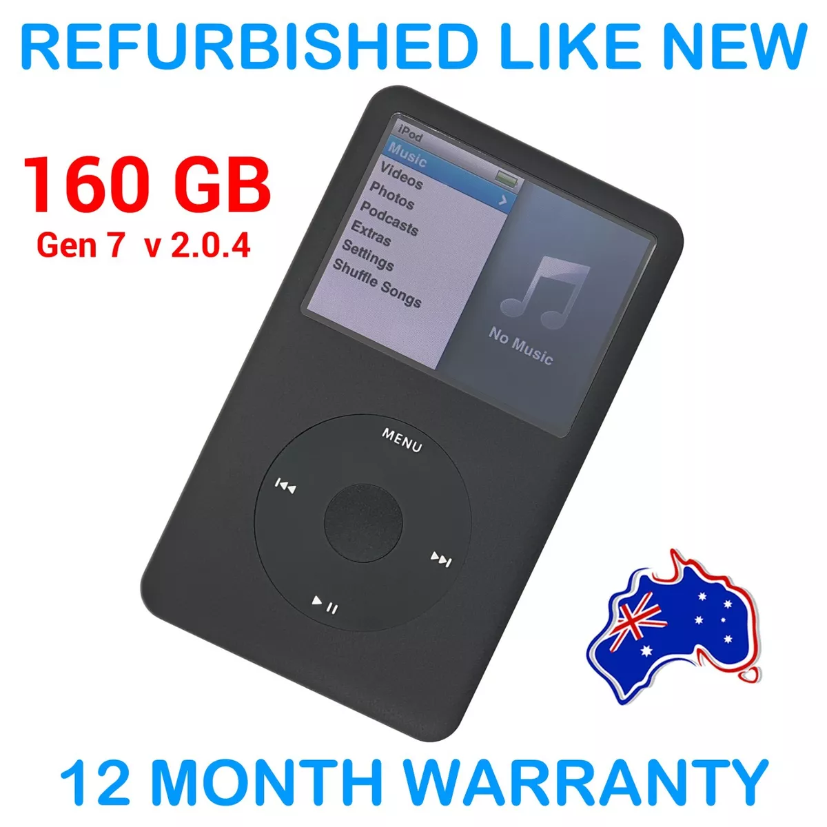 Apple IPOD CLASSIC MP3 Player - 7th Gen - 160GB - Black - Fully Refurbished!