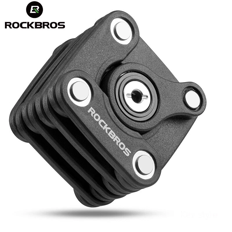 ROCKBROS Bike Folding Chain Lock Hamburger Shape Key Style Anti-theft - Image 2 of 4