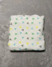 Luvable Friends Receiving Blanket Triangles Green Blue Gray White Flannel Lovey