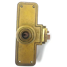 1905 Russwin Art Deco Door Lockset NO KEY Brass Antique 1900s Plate Mortise Lock