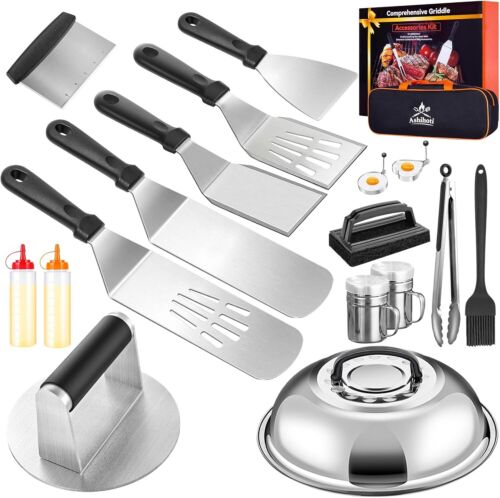 19Pcs Blackstone Griddle Kit:Hibachi Tools,Spatula,Cover, Salt & Pepper Shakers