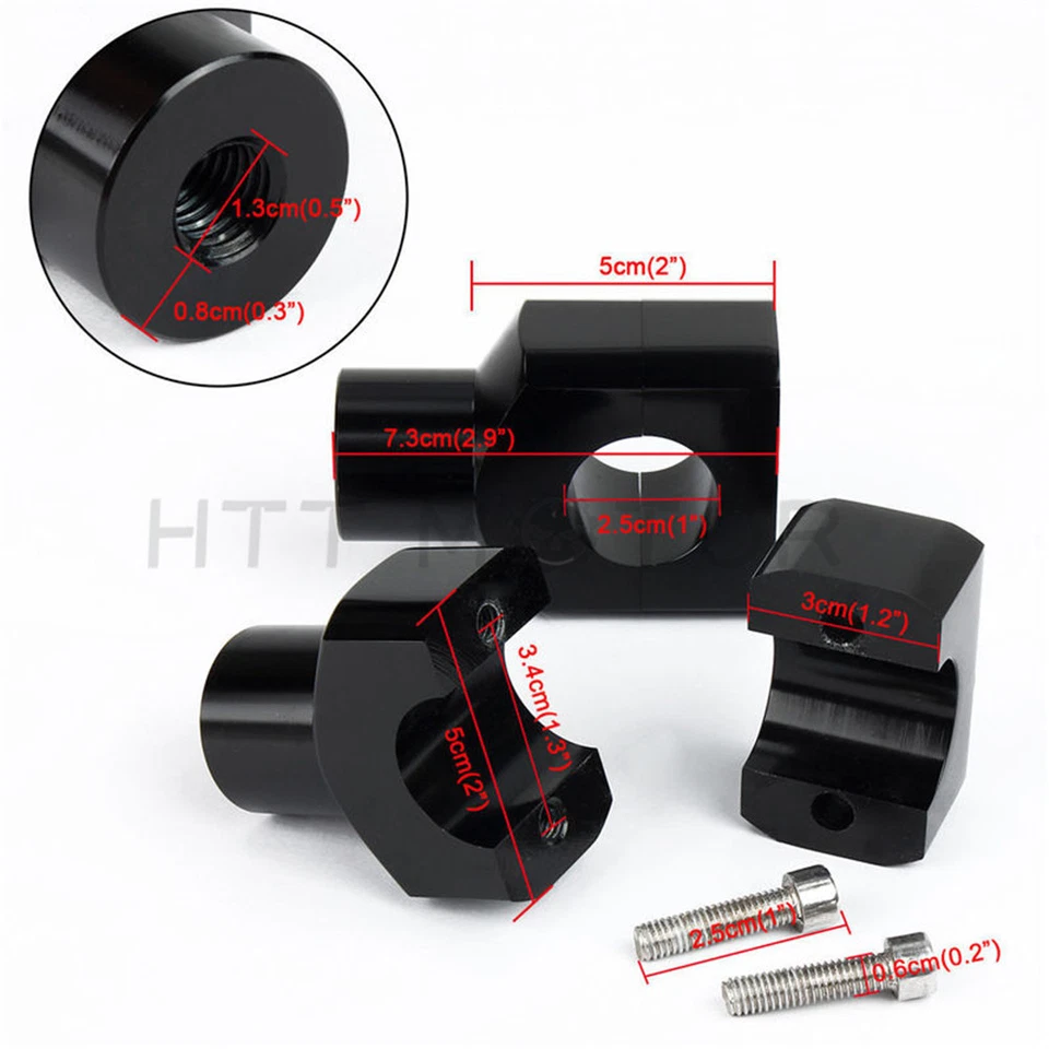 Black Shorty 1'' Handlebar Risers Clamp For Harley Fatboy Dyna Sportster Touring Foto 4 de 4