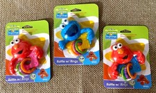 Sesame Street Beginnings Baby Toddler Rattle with Rings CHOICE - 3 NEW