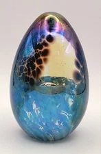 Art Glass Egg Paperweight Vtg Mount Saint Helens 85 MSH Ash Rainbow Iridescent