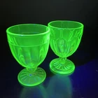 ANCHOR HOCKING PILLAR OPTIC GREEN DEPRESSION GLASS CORDIAL BAR TUMBLER uranium