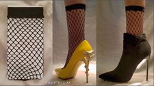 NEW BLACK FISHNET TALL ANKLE SOCKS ONE SIZE FITS ALL USA SELLER