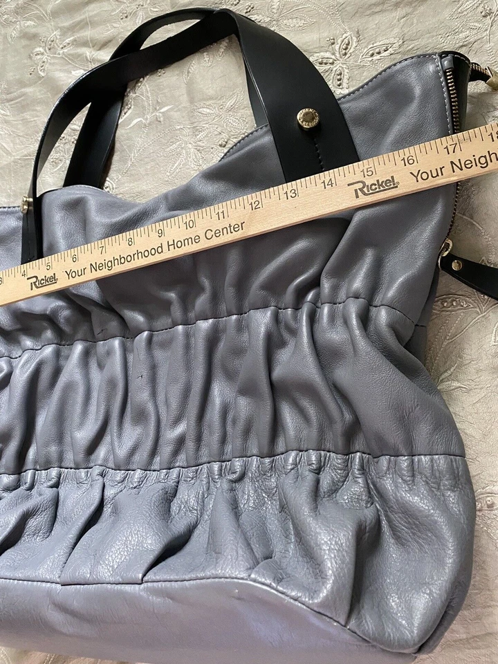 Ripani черный серый кожаный сумка с короткими ручками собранными в Рюш Италии серый сумочки наплечная сумка - Изображение 4 из 4