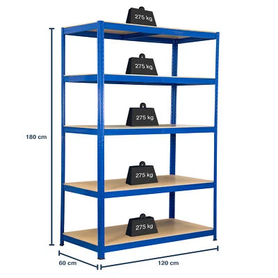 Schwerlastregal 180x120x60cm Steckregal Lagerregal Keller Werkstatt Regal 1375kg