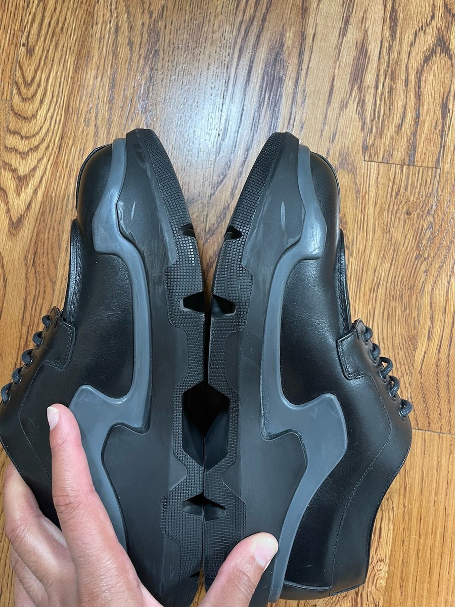 Luxury Prada Chunky Sneakers Black Leather 2EG132 Men's Size Luxury Prada Chunky Sneakers Black Leather 2EG132 Men's Size