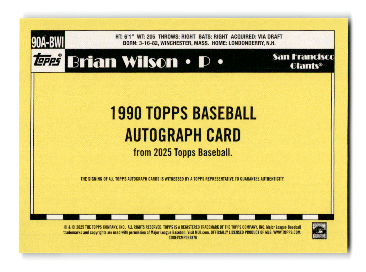 2025 Topps Baseball Series 1 - Brian Wilson 1990 Auto #90A-BWI | eBay