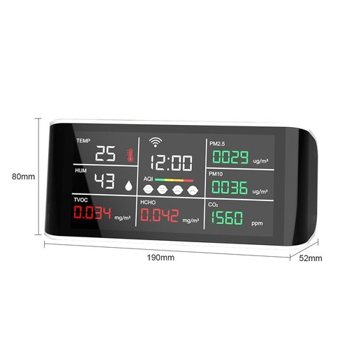 DM69D-WIFI 9-in-1 Air Quality Monitor Detector for TEMP Humidity TVOC Time AQI - Picture 3 of 6