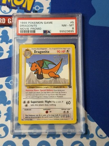 1999 POKEMON GAME MOVIE PROMO #5 DRAGONITE PSA 8