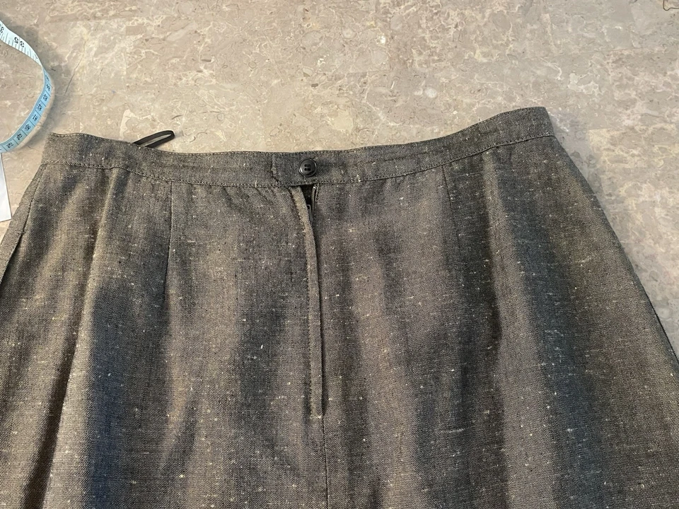 Skirt Womens 16 Brown Linen Career Lined Slit Knee Length Ladies - Image 4 of 4