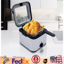 Electric Deep Fryer W/ Basket 1KW Small Fryer W/View Window Oil Dripping Hook US