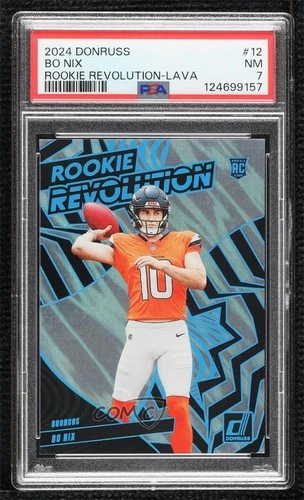 2024 Panini Donruss Rookie Revolution Lava 8/10 Bo Nix #12 PSA 7 4l3