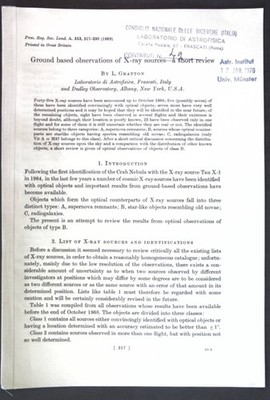 Ground based observations of X-ray sources - a short review; Gratton, L.: