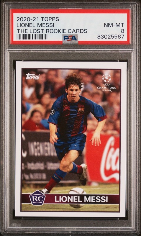 2020-21 Topps The Lost Rookie Cards Lionel Messi PSA 8