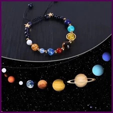 Cosmic Galaxy Solar System Bracelet for Women Men Natural Stone Star Beads Nine