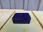 VINTAGE STYLE / DEPRESSION STYLE COBALT BLUE GLASS REFRIGERATOR DISH WITH LID