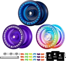 MAGICYOYO K1 Crystal Yoyo Pack of 3 - Bearings, 18 Yoyo Strings, 3 bags - Boxed