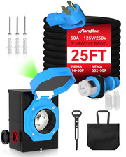 50 Amp Generator Cord Inlet Box, 25FT, NEMA 14-50P, ETL Listed