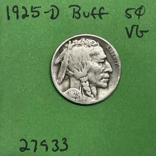 1925-D Buffalo 🦬 Indian Head Nickel 5c Vg Very Good Tough Date