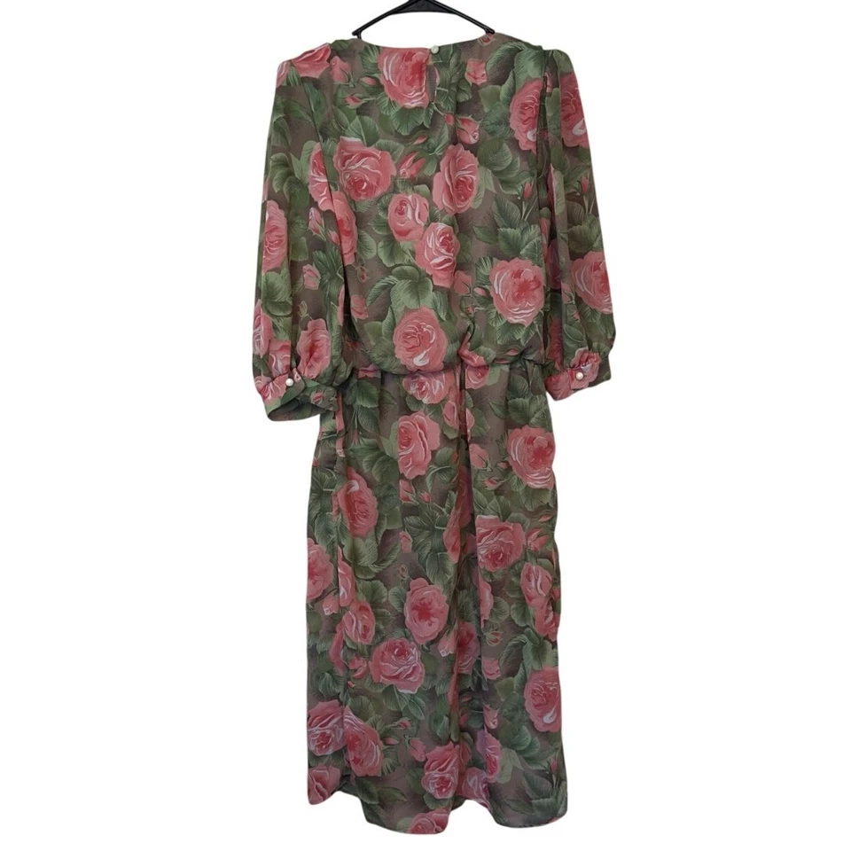 Vestido Vintage Colección Caroline Wells Rosa Midi Talla 6 Tea Garden Party Floral Foto 2 de 4