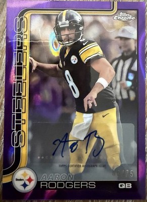 2025 Topps Chrome Aaron Rodgers Purple Lava Variation Autograph 9/75 Steelers